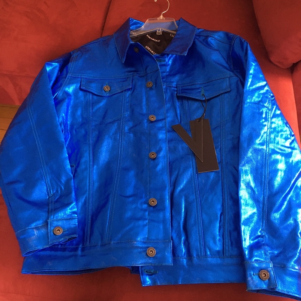 Valabasas waxed Royal Electric blue denim jacket. Size XL. New. Sold out!